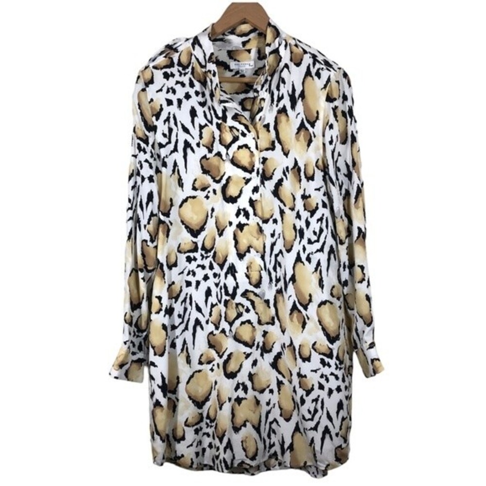 Equipment Freda Animal Print 100% Silk Shirt Dress Small